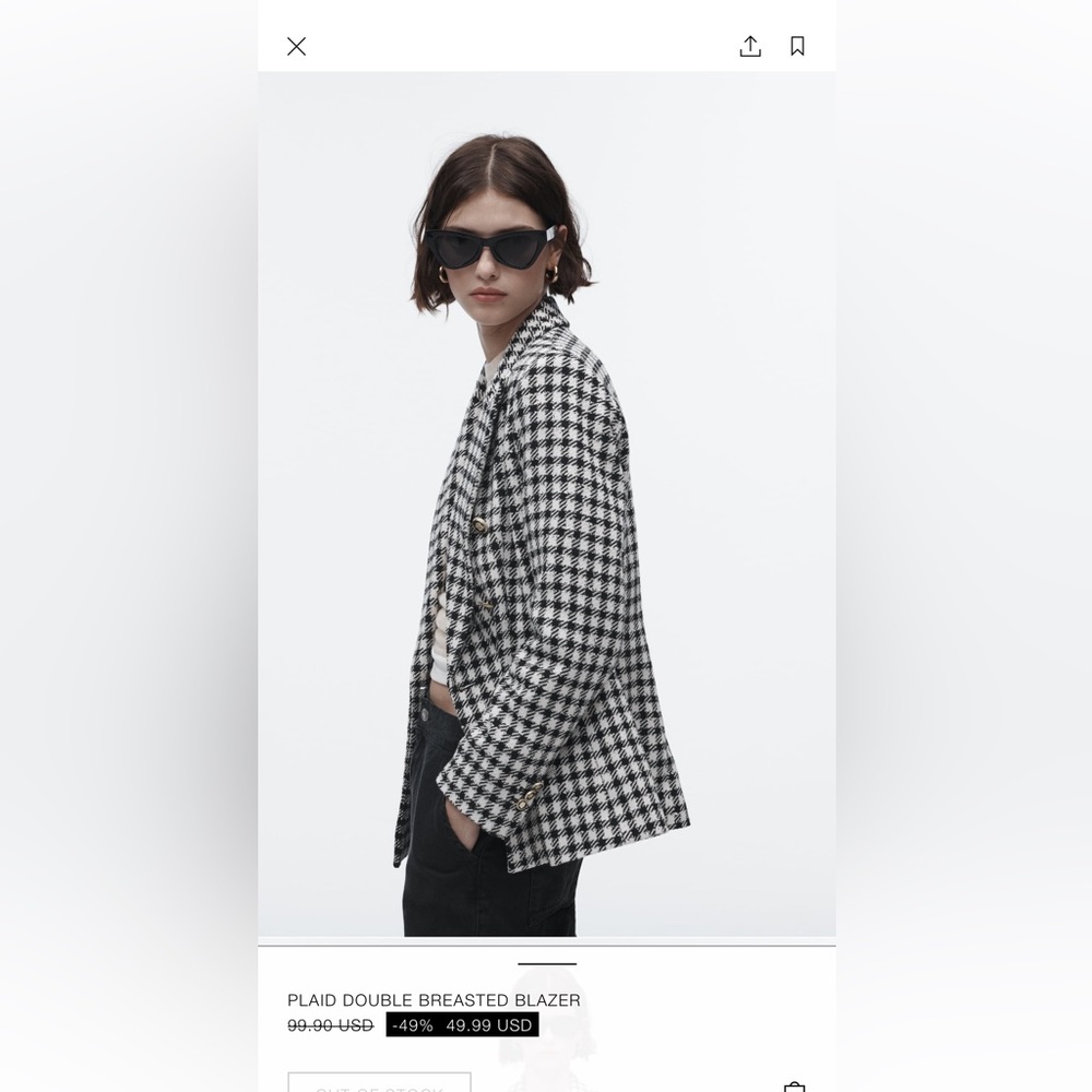Zara black and white blazer brand new
